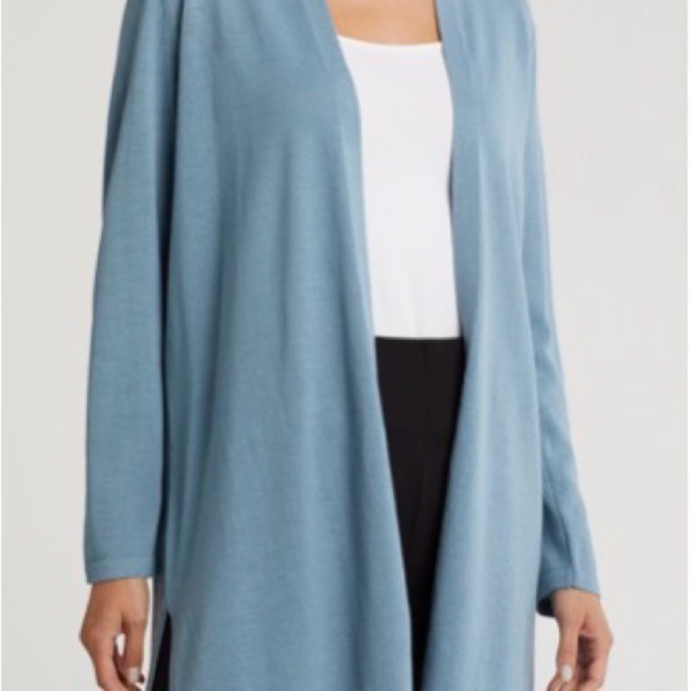 Eileen Fisher Merino twinset, Blue Steel, Medium, NWT